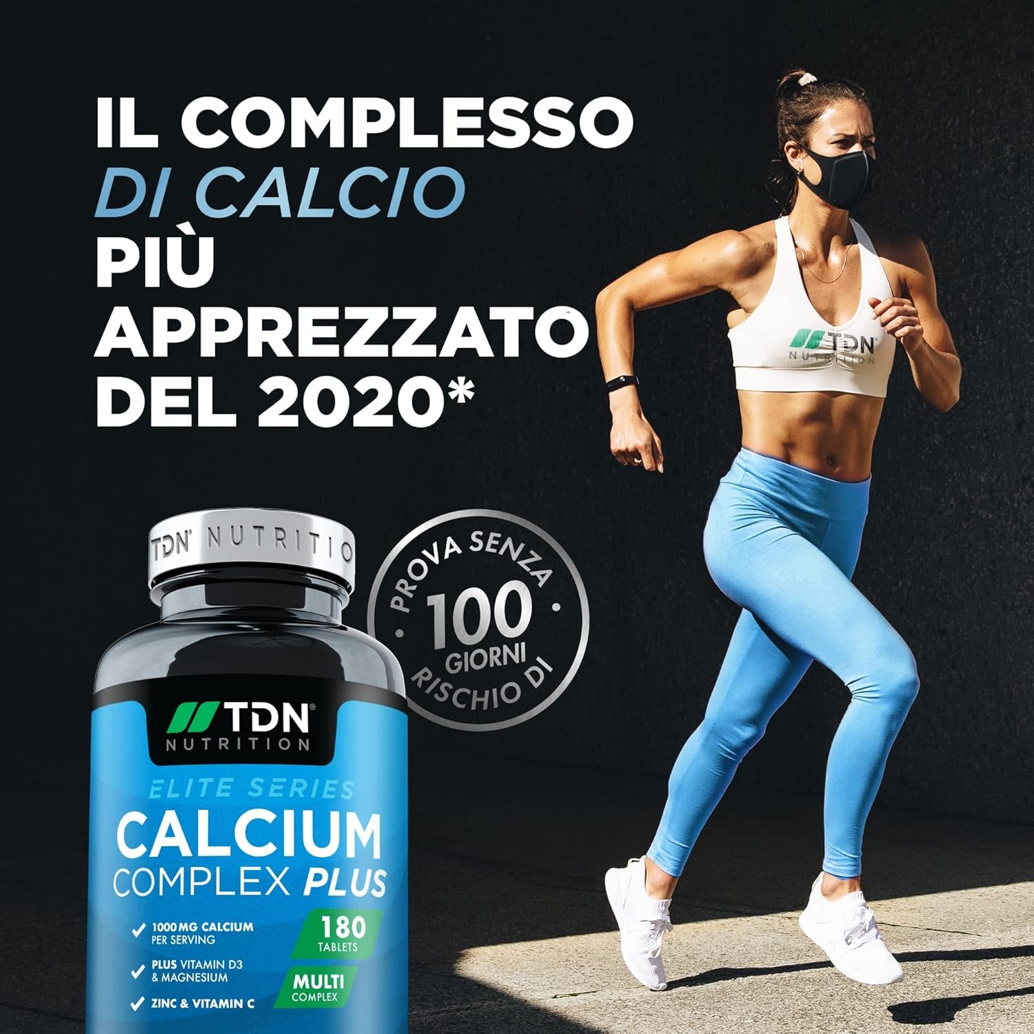 3 Months Supply - Calcium and Vitamin D - 180 Tablets - High Strength 1000Mg Calcium Complex with Vitamin D3, Magnesium, Zinc and Vitamin C - Supports Bones - Osteo Supplement - Packaging May Vary