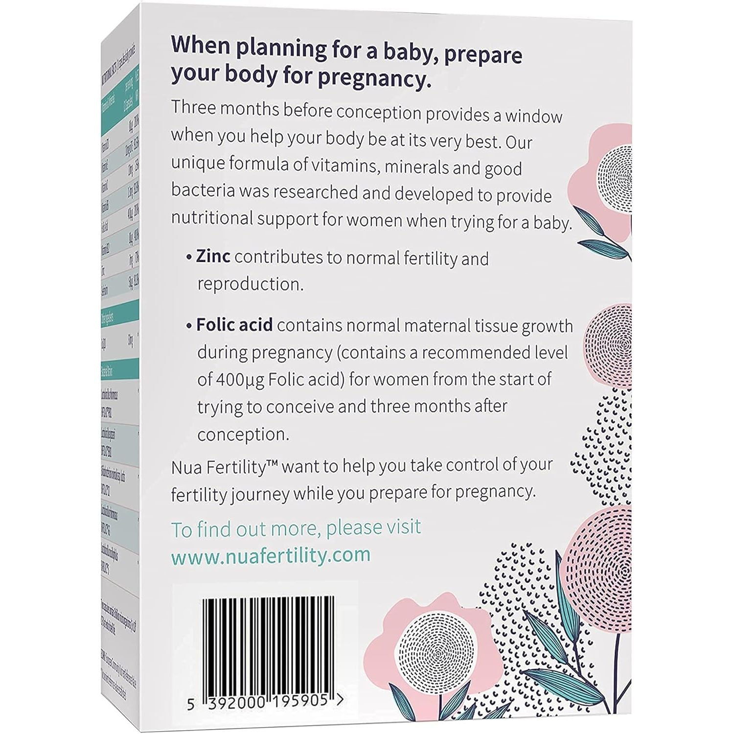 Nua Fertility, Nuabiome Women - a Unique Formula of Vitamins, Minerals and Live Bacteria for Women Trying to Conceive - 60 Capsules (1 Month Supply)