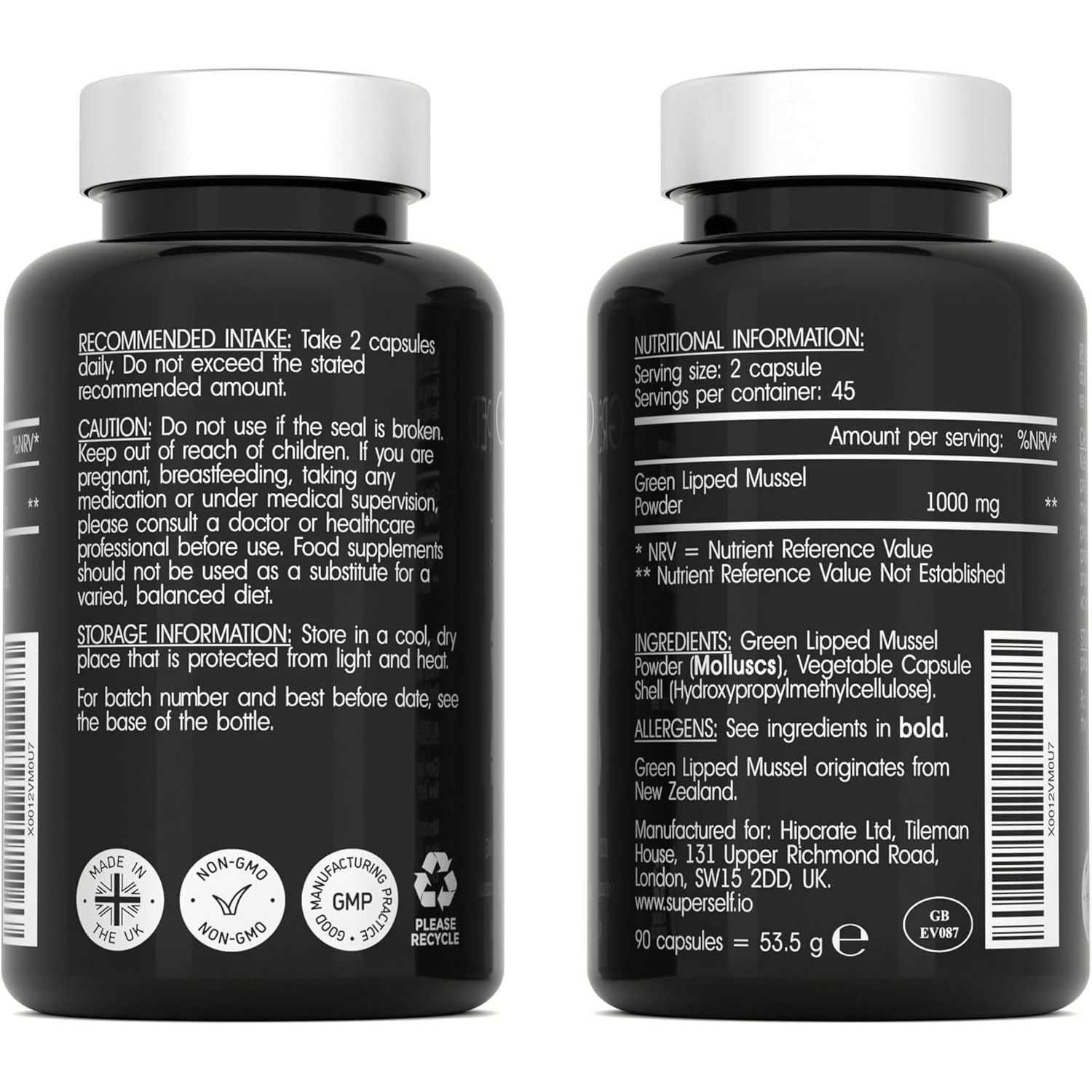 Green Lipped Mussel for Humans & Dogs - New Zealand Green Lipped Mussel Capsules 1000Mg - High Strength Joint & Mobility Supplement with Omega 3-100% Pure Powder - 90 Tablets - Made in the UK