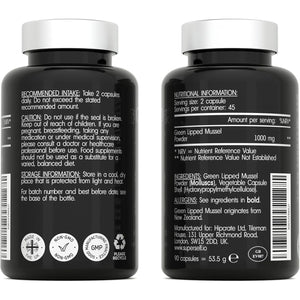 Green Lipped Mussel for Humans & Dogs - New Zealand Green Lipped Mussel Capsules 1000Mg - High Strength Joint & Mobility Supplement with Omega 3-100% Pure Powder - 90 Tablets - Made in the UK