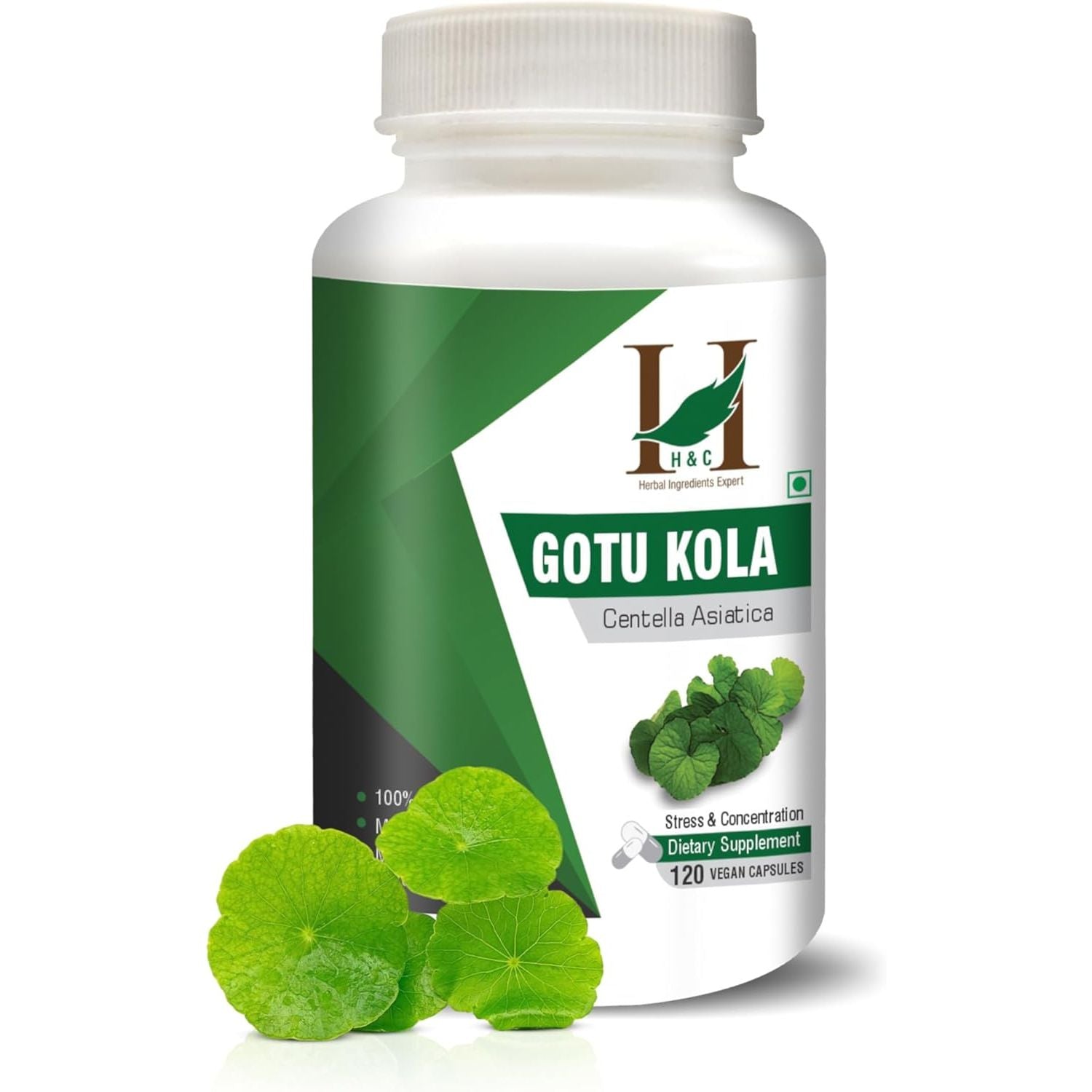 H&C Gotu Kola (Centella Asiatica) Capsules - 900Mg per Serving, 120 Counts | for Memory and Concentration