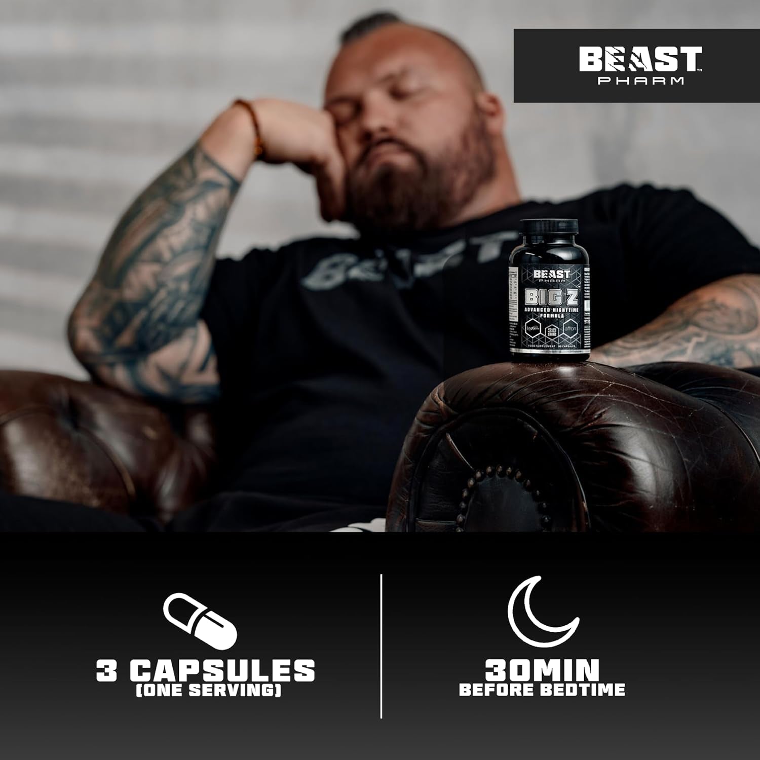 Beast | Big Z Magnesium Sleep Support Supplement with Superior Magnesium Glycinate (Bisglycinate & Gluconate Complex) plus Zinc | 90 Tablets