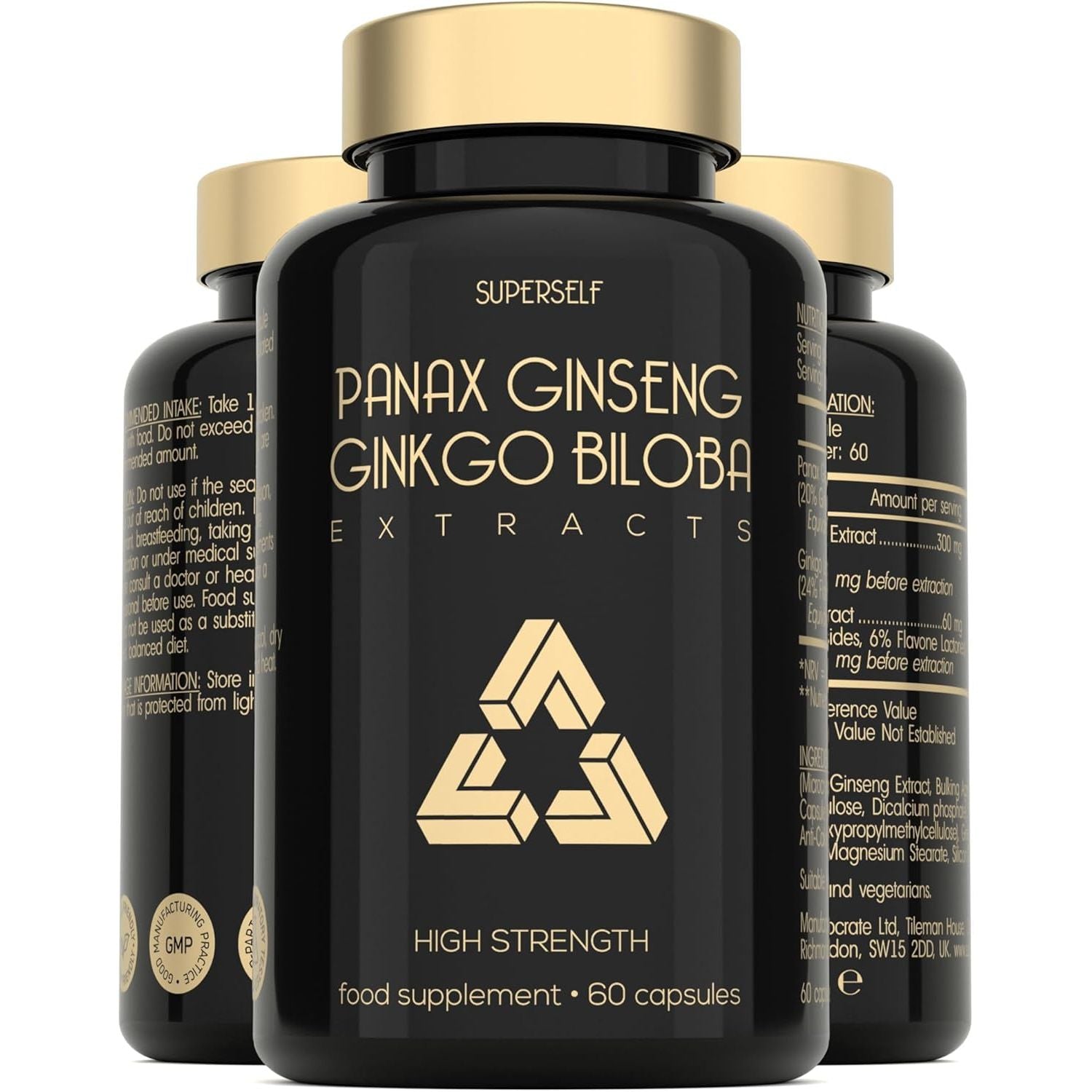Panax Ginseng Capsules High Strength - 6000Mg Korean Red Ginseng & Ginkgo Biloba for Natural Energy & Focus - Vegan & UK Made - 60 Tablets One-A-Day - Premium Ginseng Root Supplements for Men & Women
