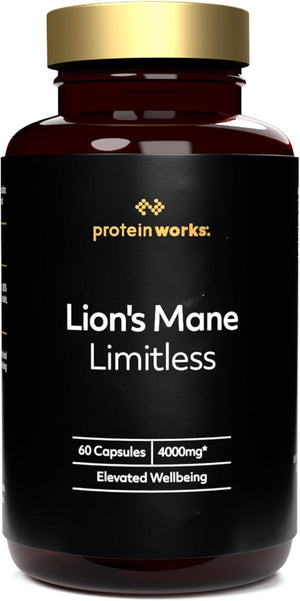 Lion'S Mane Limitless | 4000Mg per Serving | Supports Mental Performance & Energy | 12:1 Extract | 60 Capsules - Protein Works