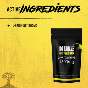 Nuke Nutrition L Arginine Capsules 1500Mg - 60 Capsules - Nitric Oxide Supplement for Men & Women to Improve Muscle Strength, Endurance & Mass - Nutritional Pre Workout - Nitric Acid Pills for Energy