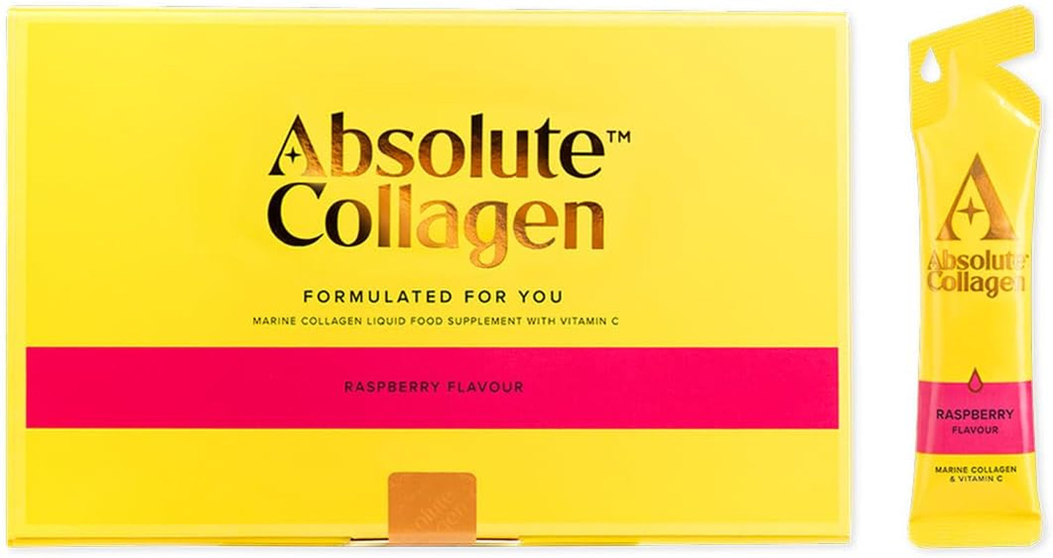 Absolute Collagen Marine Liquid Collagen Supplement for Women - 8000Mg Collagen in Each Sachet - New Raspberry Flavour - 14 Sachets per Box