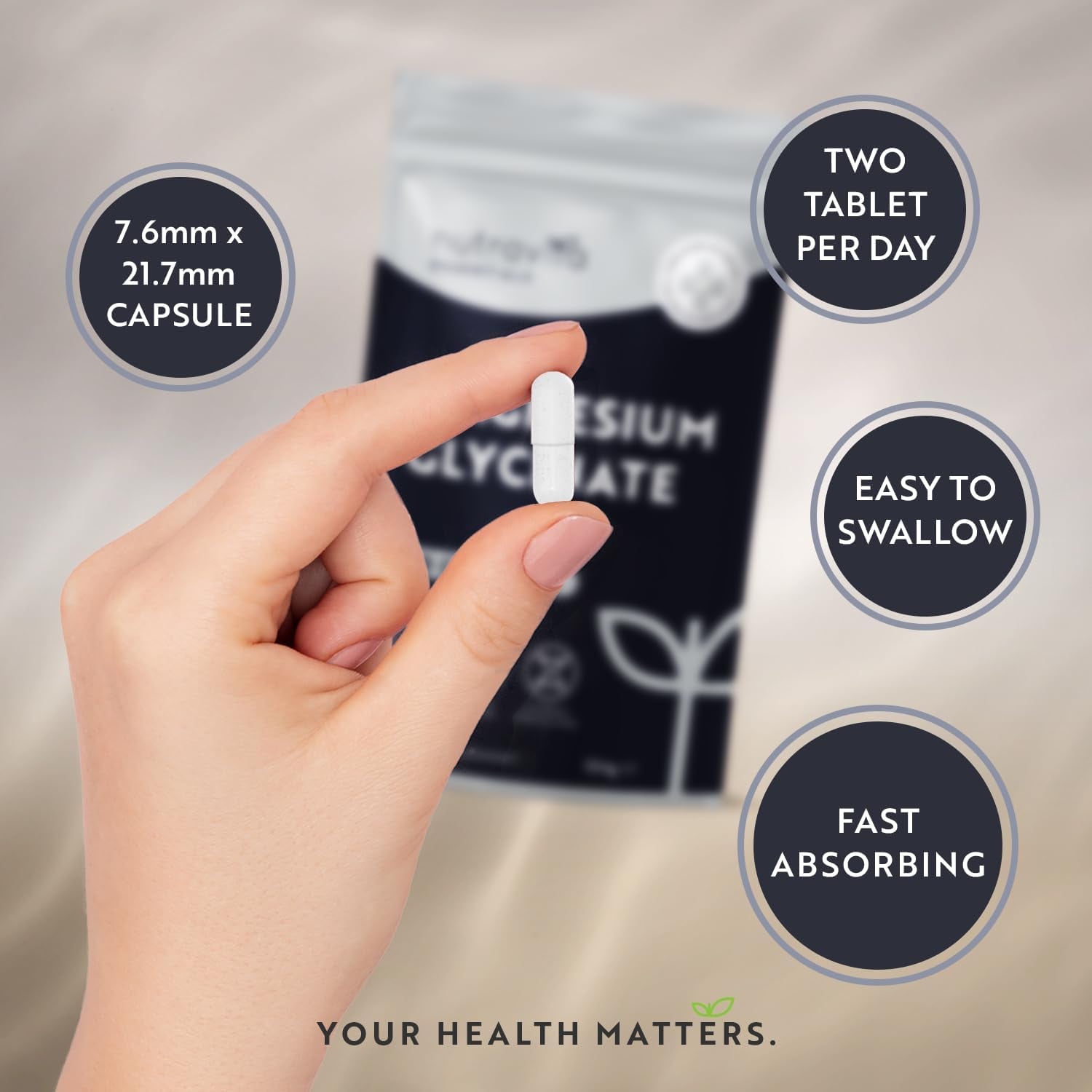 Magnesium Glycinate Supplements 1000Mg – 2 X 500Mg Magnesium Bisglycinate Caps per Serving - 120 High Strength Capsules Providing 200Mg Elemental Magnesium - Magnesium Tablets Alternative - Nutravita