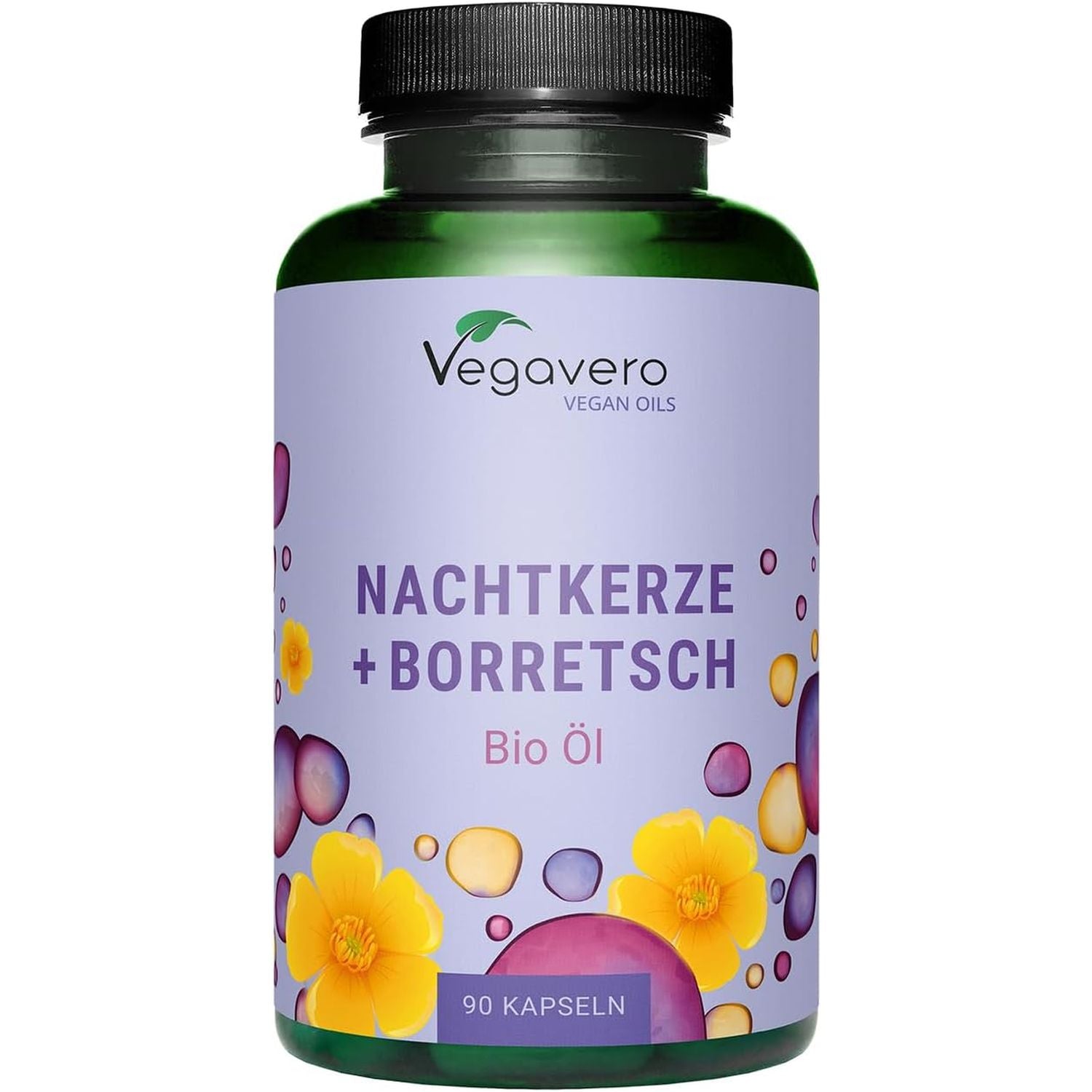 Vegavero Organic Evening Primrose Oil | with Organic Borage Seed Oil | Cold-Pressed | 90 Capsules | NO Additives, Lab-Tested | Rich in Linoleic Acid, Omega 3 & GLA | Vegan