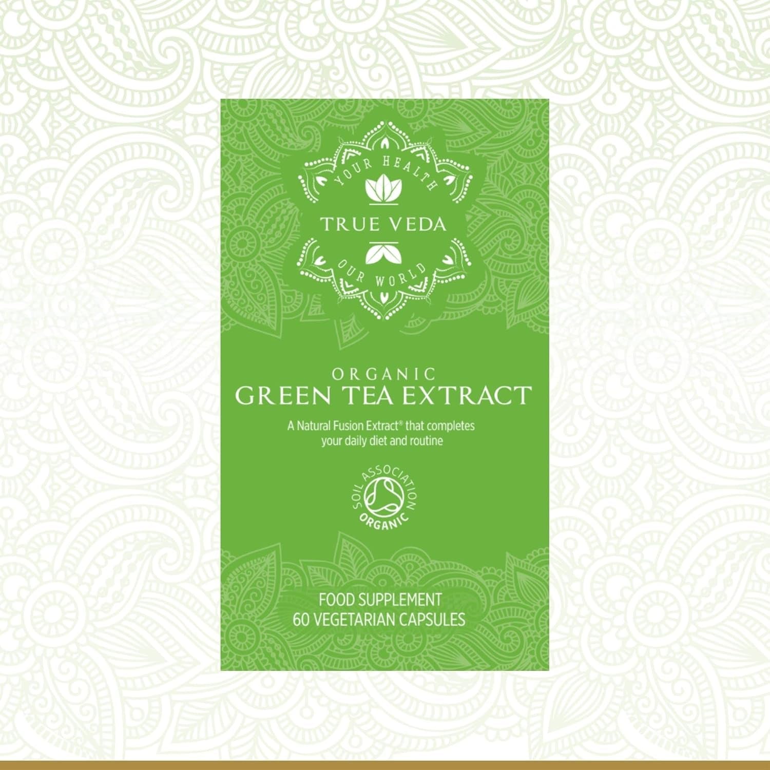 Organic Green Tea Extract Capsules - Certified Organic by Soil Association | 100% Natural Supplement | Natural Low Caffeine Source | Vegan | Ayurveda | 60 Easy Swallow Green Tea Tablets | Made in UK
