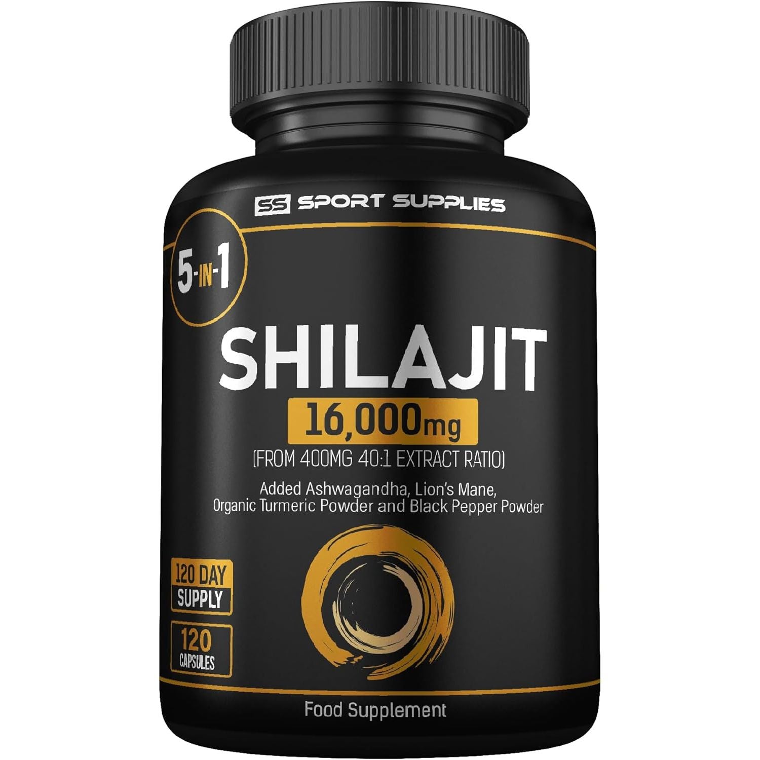 Shilajit Capsules 16,000Mg -120 Days Supply - 60% Fulvic Acid - Added Ashwagandha, Lions Mane, Turmeric and Black Pepper - High Strength Himilayan Shalajit