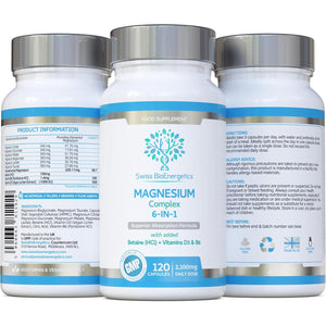 Magnesium Complex 6-In-1 | Max Absorption Formula 2100Mg of Magnesium Bisglycinate, Magnesium Taurate, Magnesium Citrate, Magnesium Gluconate, Magnesium Malate, Magnesium Lactate, Vegan UK Made