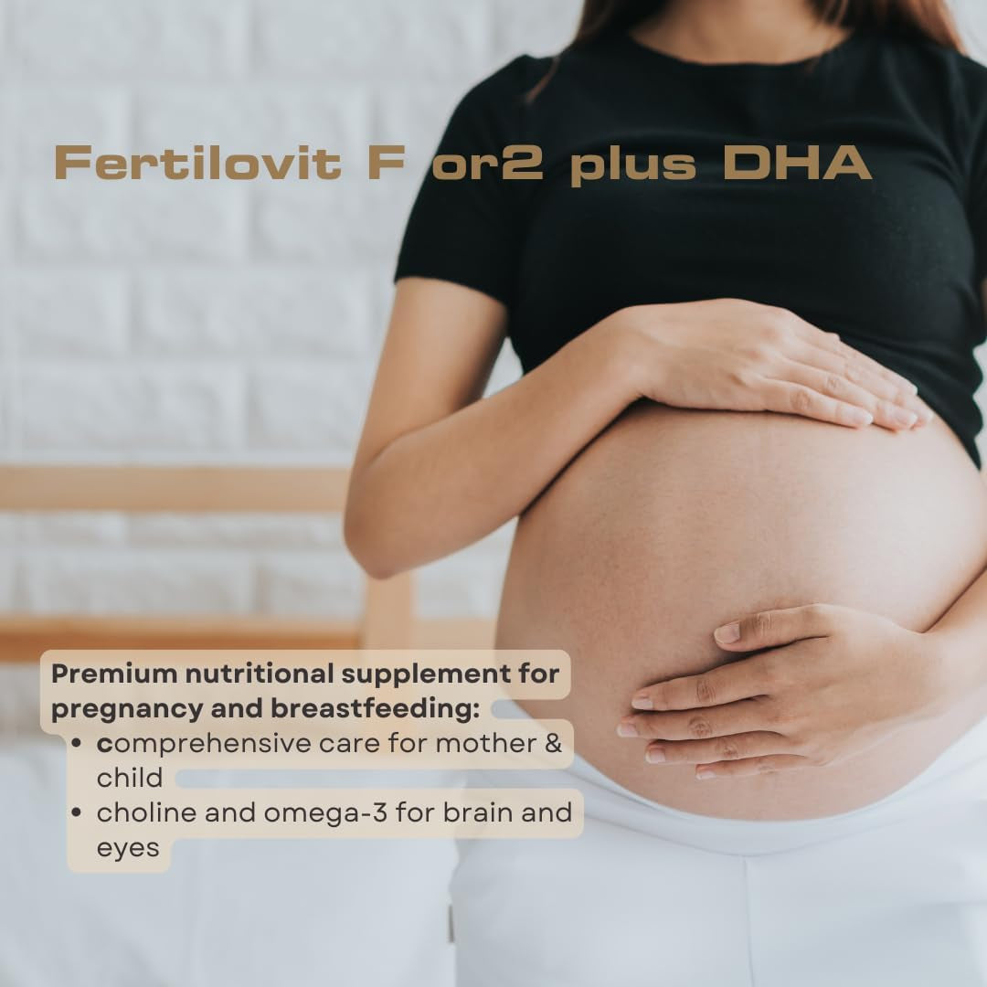 Fertilovit® For2 plus DHA | Premium Prenatal Supplement for Pregnancy and Breastfeeding | Complete Care with DHA and Choline for Brain and Eye Development | 60 Capsules | 1-Month Pack (One Size)