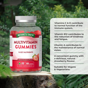 Multivitamin Gummies for Women and Men | 14 Key Nutrients | Vegan Supplement for Adults | Natural Strawberry Flavour | 60 Count | Nature'S Truth