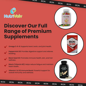 Iron Tablets High Strength 14Mg | 365 Count | 12 Months Supply | Vegan Iron Supplements for Women and Men | Ferrous Fumarate Energy | Reduces Tiredness and Fatigue | UK Made Vitamin