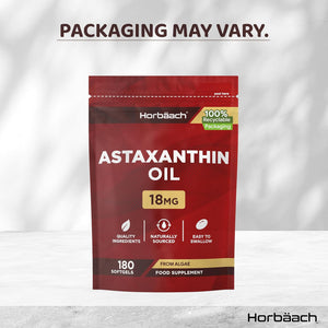 Astaxanthin Supplement 18Mg | 180 High Strength Softgels | Naturally Sourced from Haematococcus Pluvialis Algae | by Horbaach