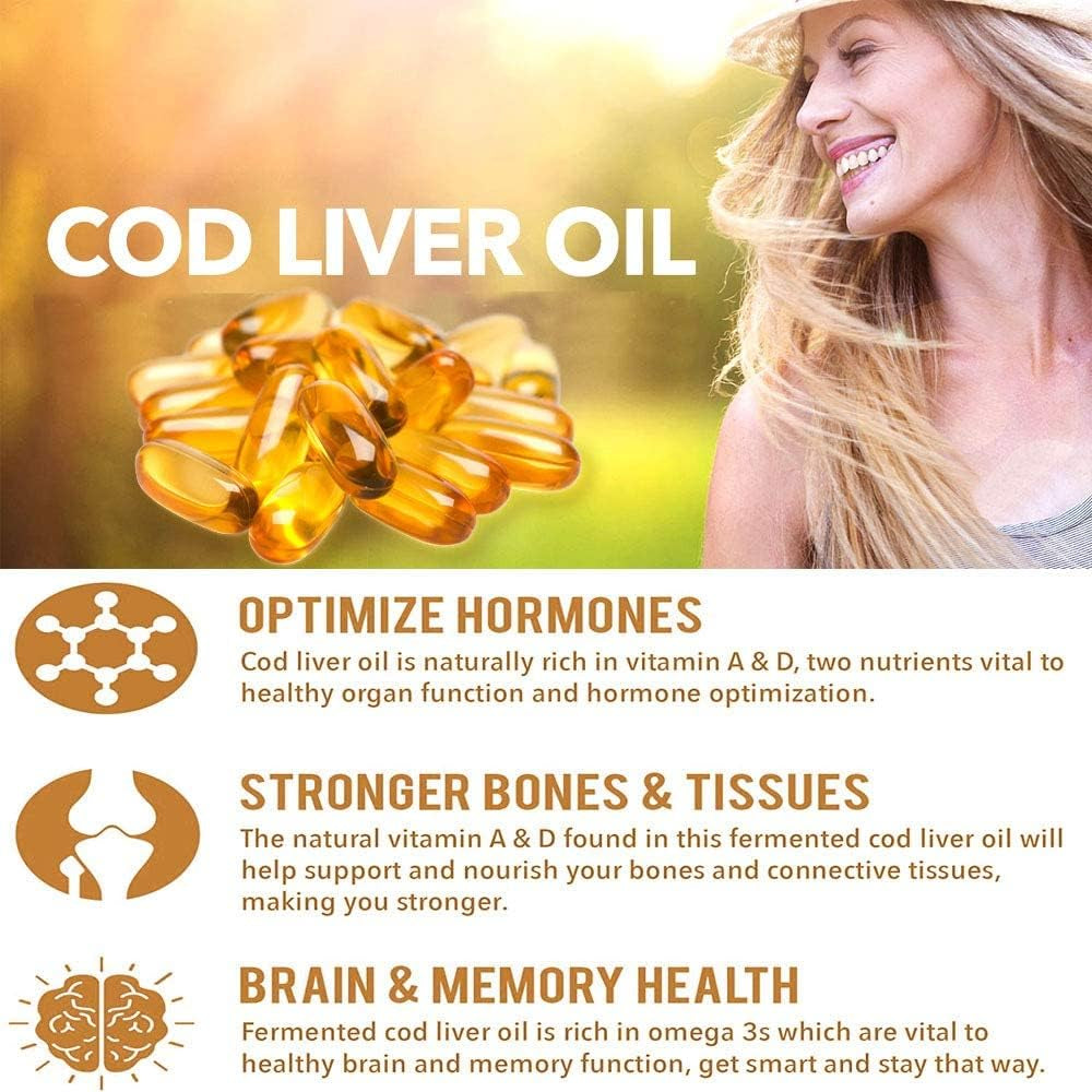 Ukhealthhouse Premium - Cod Liver Oil Capsules - 1000Mg X 240 - High Strength - Omega-3 Fatty Acids Vitamin E - EPA and DHA