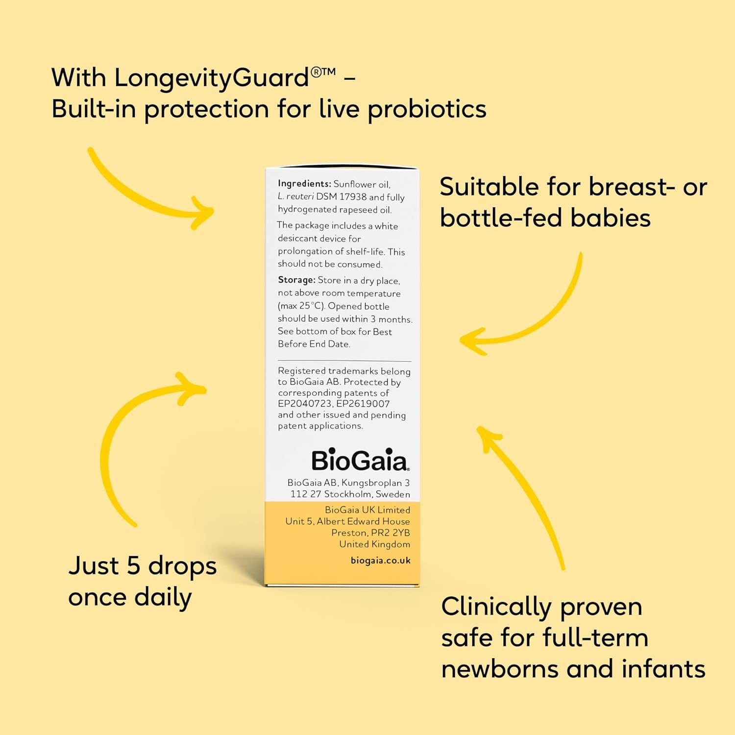 Biogaia Protectis Baby Drops | Probiotic Supplement for Newborns, Babies & Infants | with ﻿Lactobacillus Reuteri/L. Reuteri Probiotics | Features Longevityguard | 5 Ml