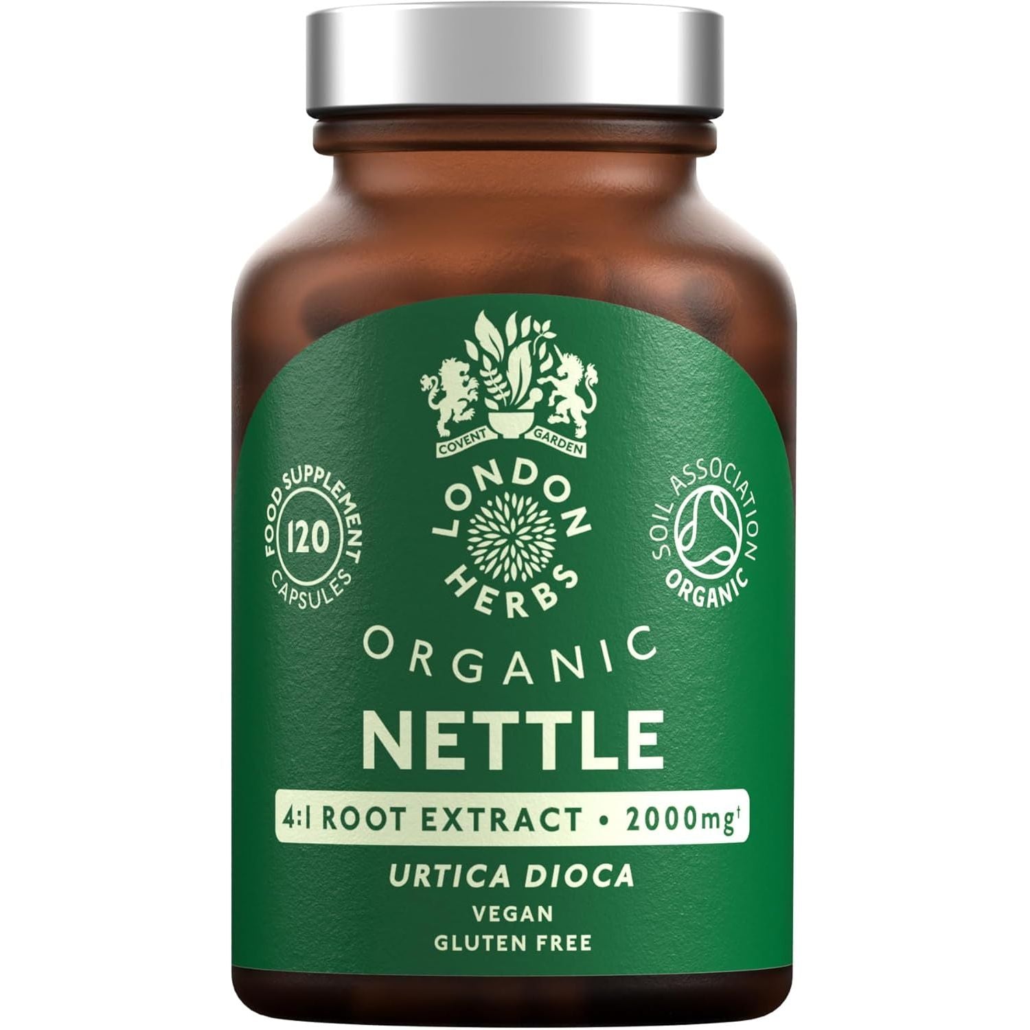 Organic Stinging Nettle Root Extract 2000Mg | High Strength 4:1 Extract Stinging Nettle Supplement | 120 Vegan Capsules | Made in the UK