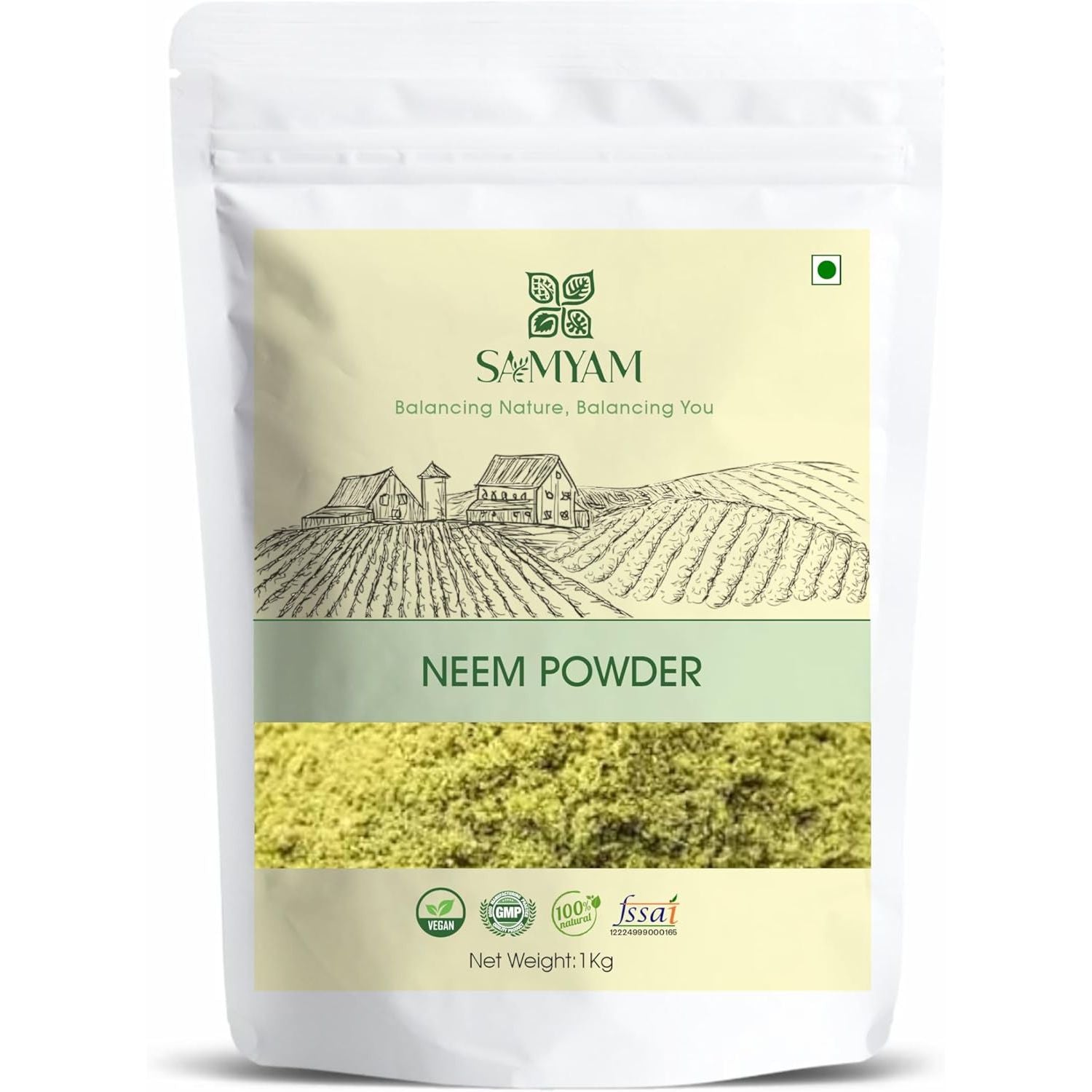 SAMYAM Neem Leaves Powder - 1Kg Pack | Detox, Healthy Skin, Hair Growth