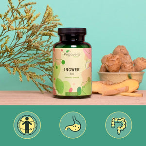 Vegavero Organic Ginger Capsules | 650 Mg Root Powder | NO Additives | Lab-Tested | 120 Units | Vegan