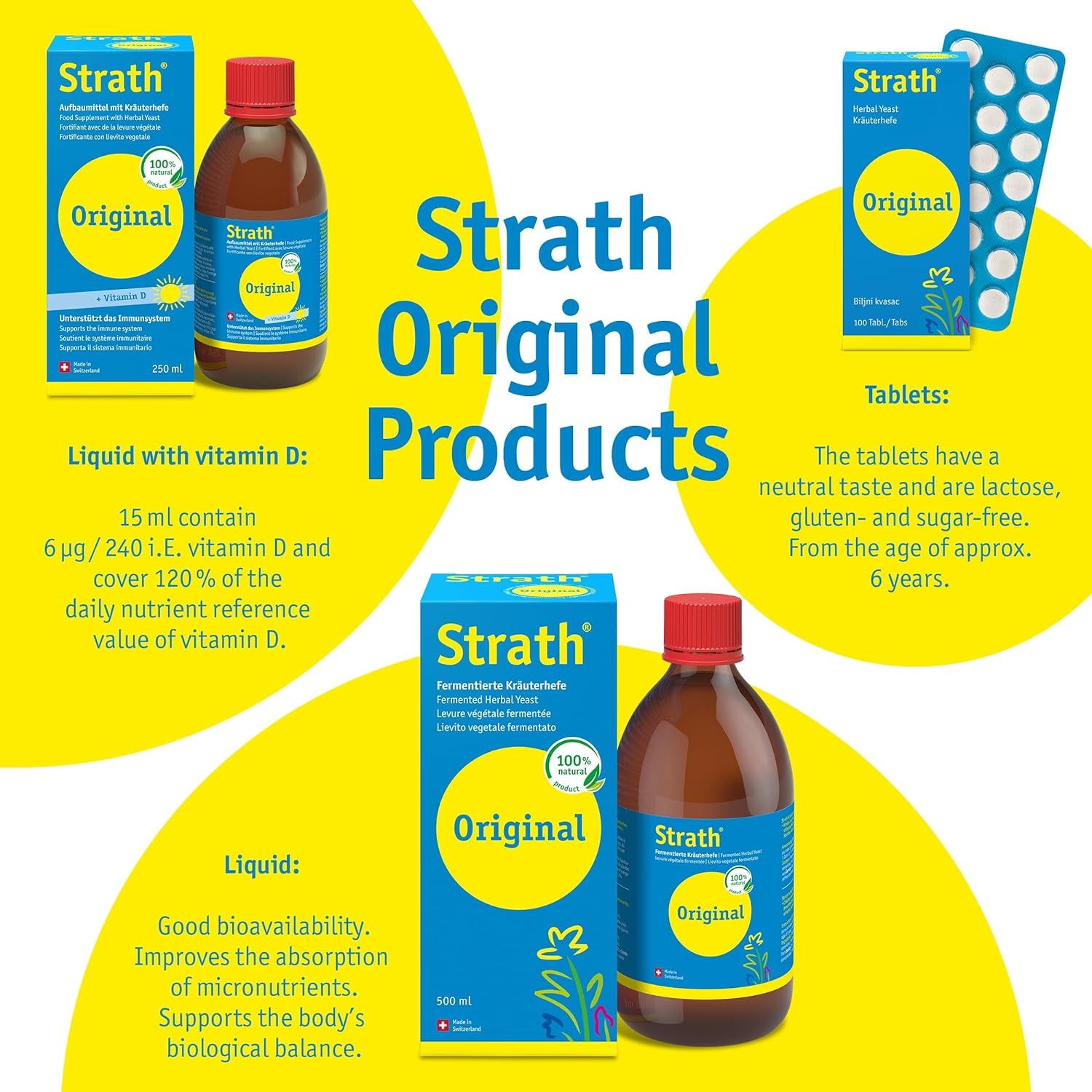 Strath Original Liquid Herbal Health Tonic - 61 Vital Nutrients, Vitamins, Minerals & Amino Acids, Swiss Made Natural Supplement Yeast, Daily Nutritional & Digestion Support Multivitamins for Adults