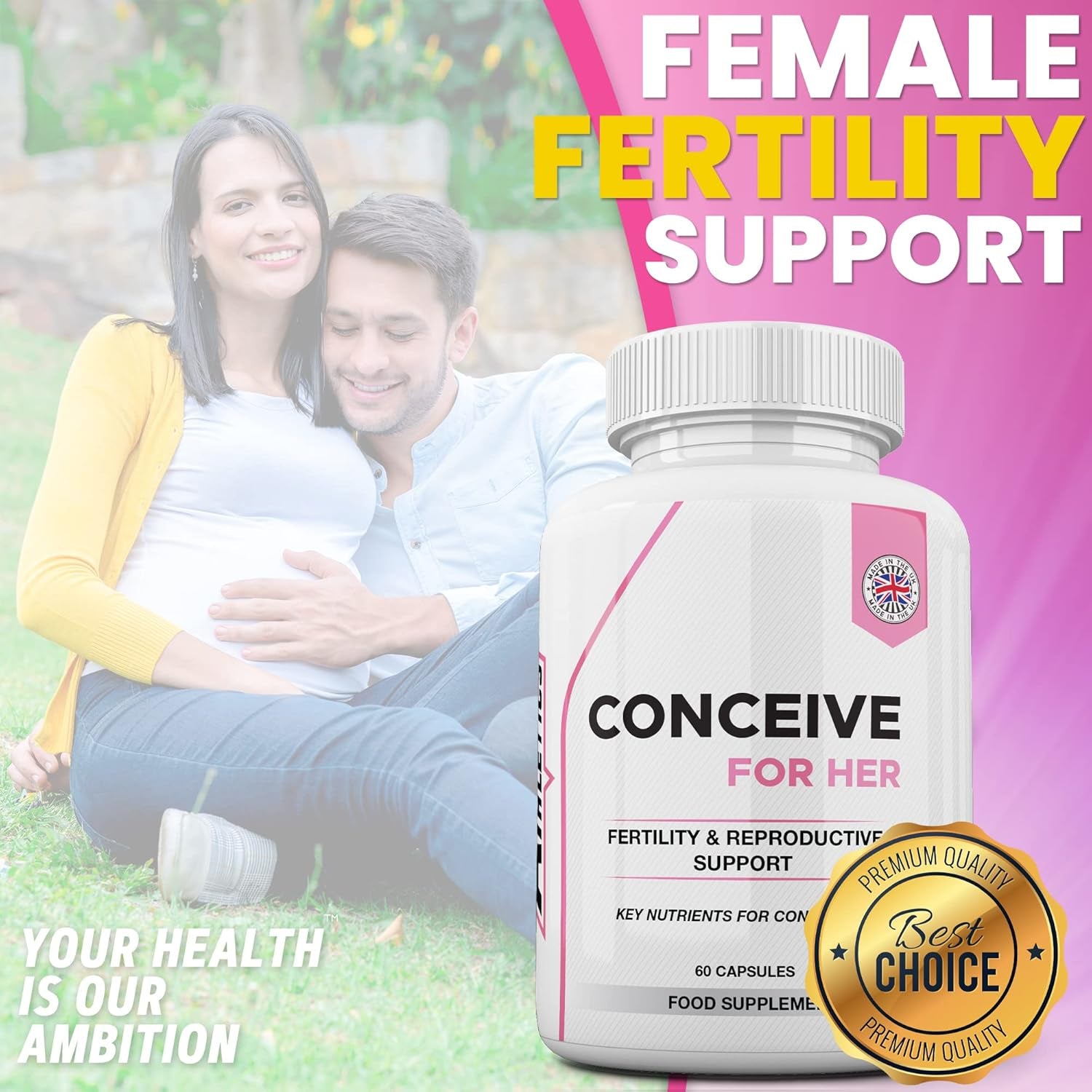 Conceive for Her 60 Capsules Women'S Fertility Supplement - Vitamins & Minerals plus Key Nutrients