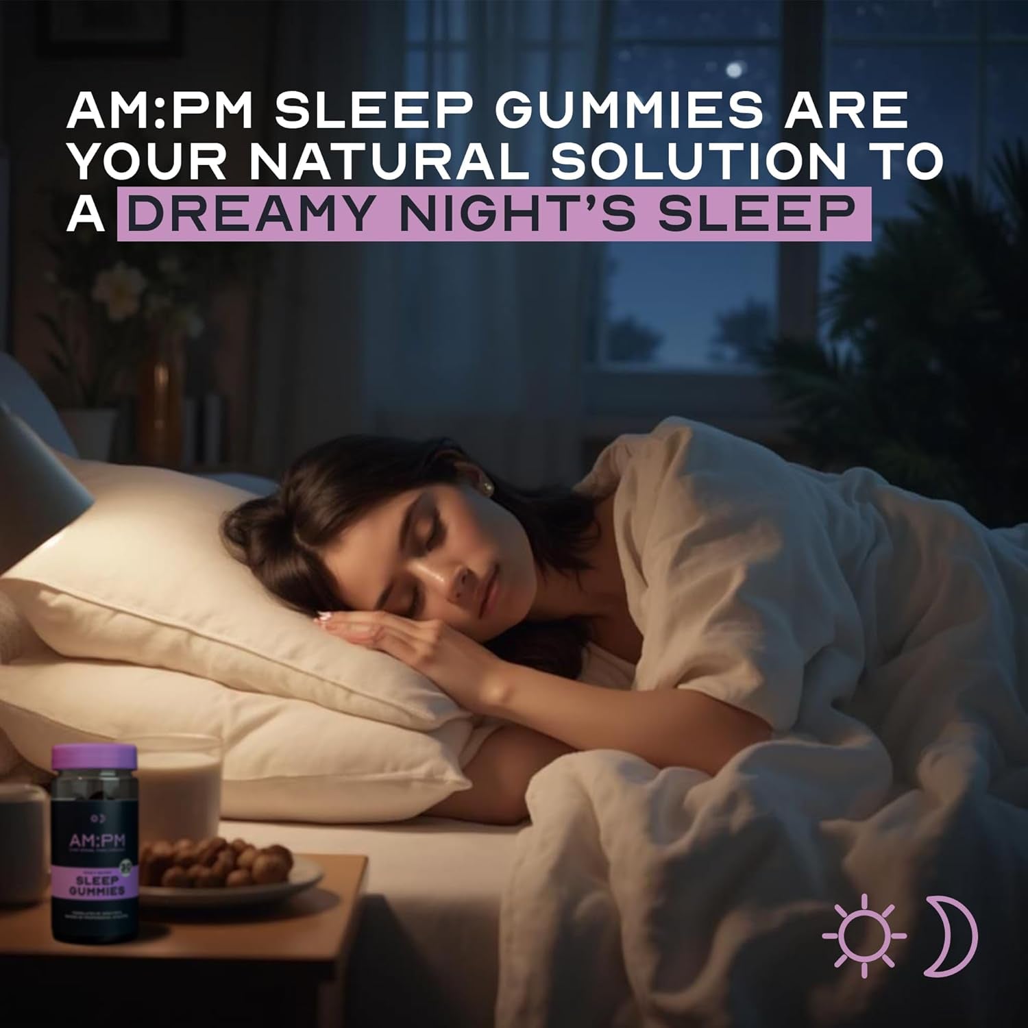 AM:PM Sleep Gummies - Vegan Sleep Aid with Natural Ingredients - Lemon Balm, Chamomile, Zinc, Vitamin B6 & 5-HTP - Berry Flavour - 60 Gummies (30 Day Supply)