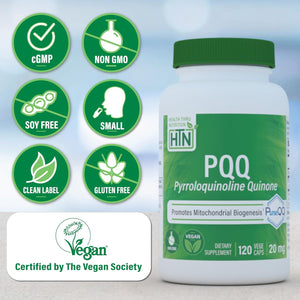 PQQ 20Mg Pyrroloquinoline Quinone as Pureqq | Vegan Certified, Non-Gmo Gluten Free | by Health Thru Nutrition (Pack of 120)