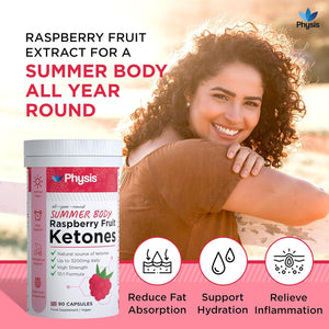 Physis Raspberry Fruit Extract 3200Mg | Weight Loss Fat Burning | Raspberry Ketones Upgrade | Summer Body All Year | 90 X Slimming Diet Pills | up to 3 Month Supply | Metabolism Booster