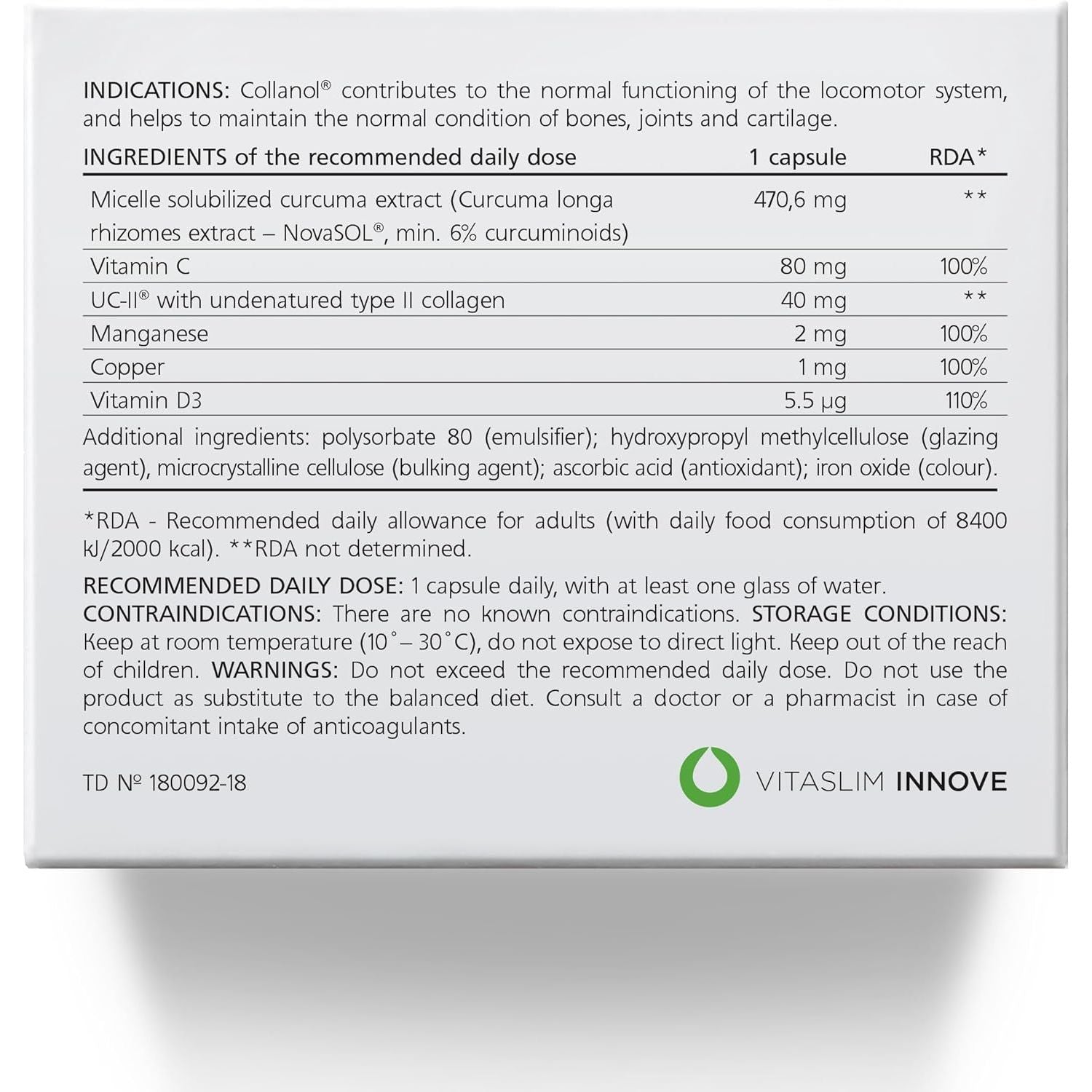 Collanol - the Revolution in Joint Health Care - Liquid Formula in a Double Capsule 3D Collagen + Micellar Extract of Turmeric Roots 1 Capsule/Day. Laboratory Tested (20 Count (Pack of 3))