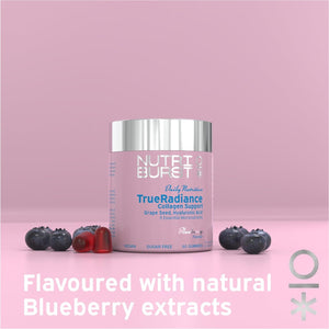 Nutriburst - Trueradiance Collagen Support Gummies for Healthy Hair, Skin & Nails - Biotin (100Μg), Hyaluronic Acid (50Mg), Vitamin a (400Μg) + Vitamin C (80Mg) - 60 Gummies 1 Month Supply