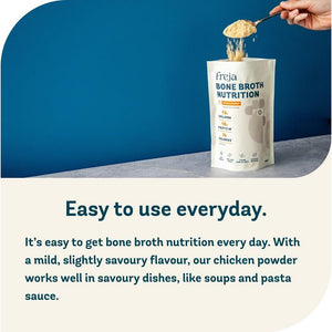 Freja Bone Broth Powder | 100% Natural Collagen & Protein Powder | Free-Range Chicken | Amino Acids & Minerals | Nutrition for Healthy Gut, Joints, Skin, Hair & Nails | 300G (15 Servings)