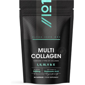Multi Collagen 2400Mg – Types I, II, III, V & X – 90 Capsules – Wild Caught Marine, Grass Fed Bovine, Eggshell & Free-Range Chicken Collagen Powder, with Hyaluronic Acid & Vitamin C – by Alpha01