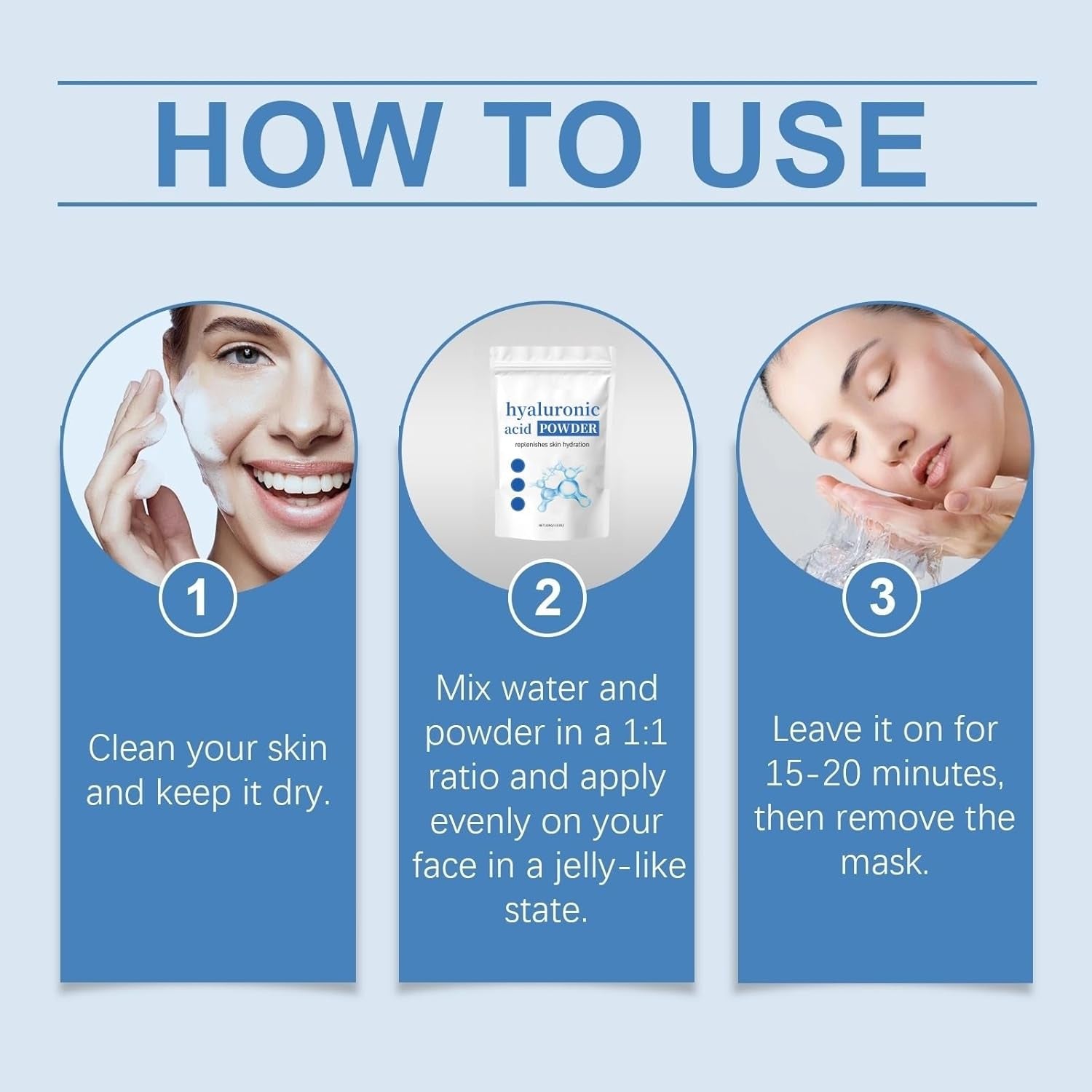 Acid Hyaluronic Powder,Water Soluble Hydrating Ingredient for Skin Moisture,Water-Soluble Firming Facial Serums Cosmetics,Micro Ingredients Hyaluronic Acid Powder, Skin Moisturising Support