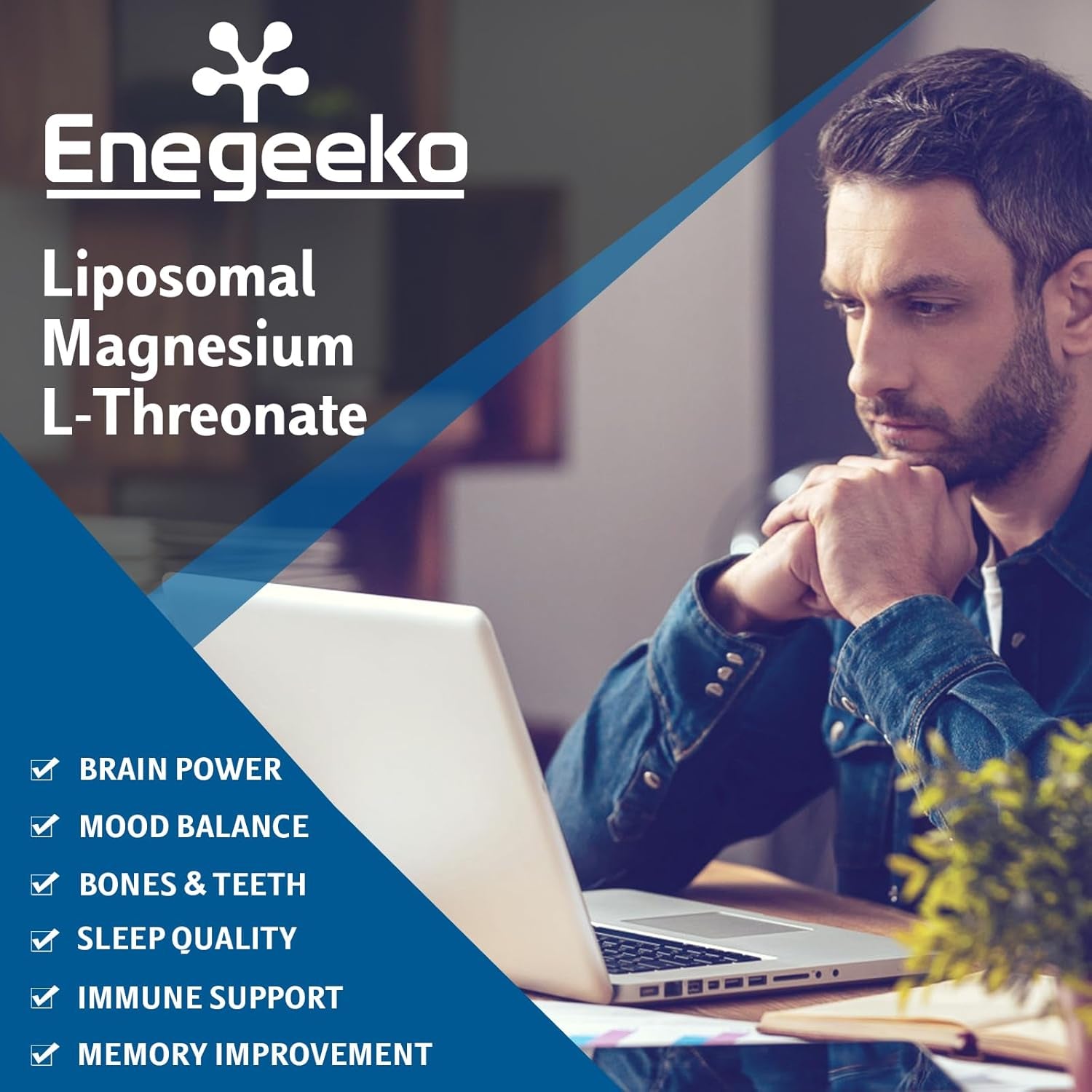 Liposomal Magnesium Softgels 2000Mg - Magnesium Supplement with Vitamin D3 & K2 Non-Gmo, Gluten-Free 60 Softgels