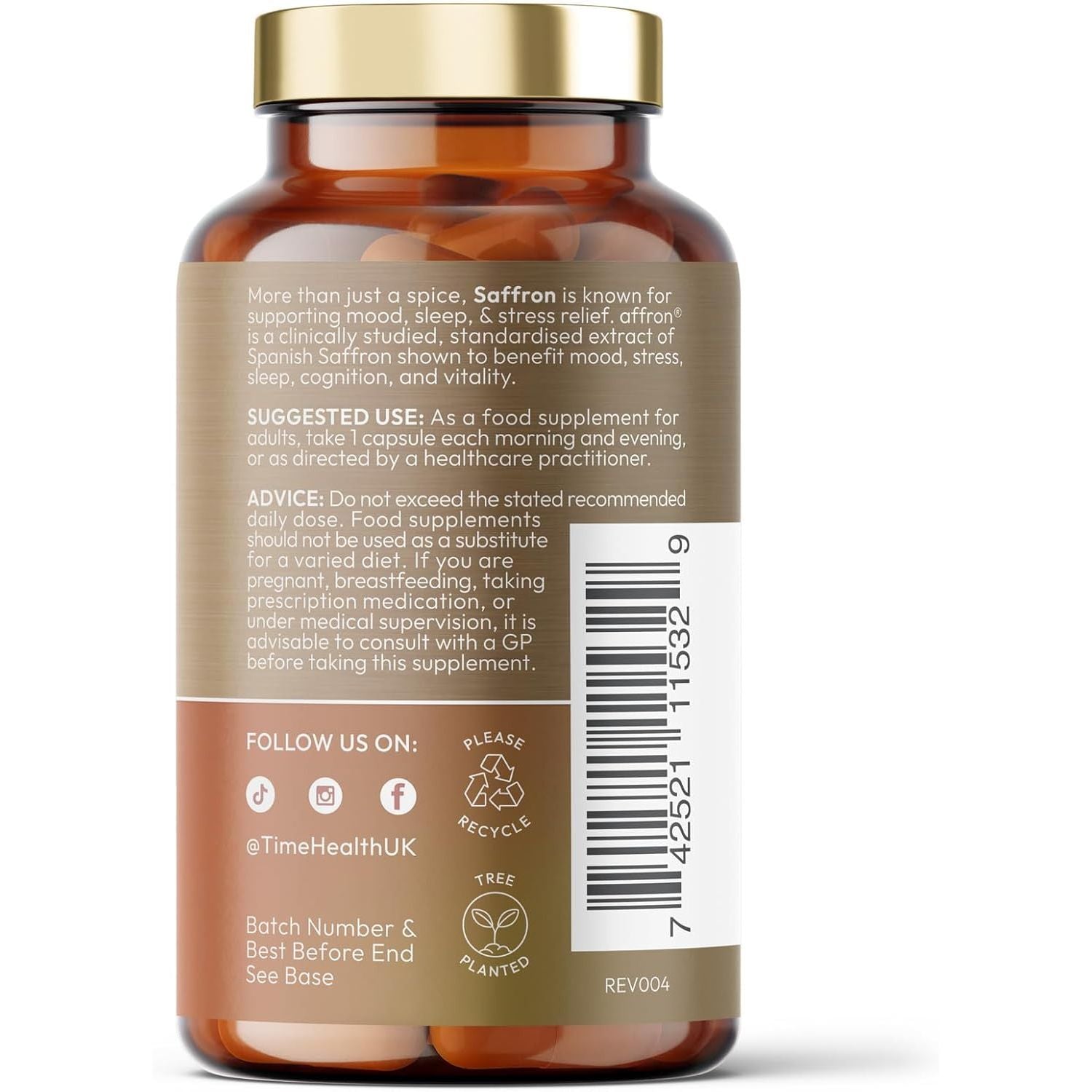 Affron® Saffron Complex - Saffron, Choline, Quercetin & Omega 3-3.5% Leptricrosalides® - Contains Crocins, Crocetin and Safranal - 60 Capsules - UK Made - Zero Additives - Vegan - Pullulan