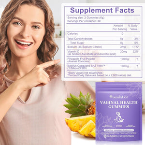 Feminine Balance Gummies 60 Pcs – Hawaiian Pineapple Flavour PH Balance & Immune Support for Women of All Ages, Gluten-Free & Vegan