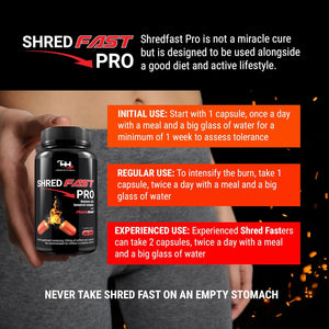 Shredfast Pro - Advanced Thermogenic Supplement with Phenelean™ - Fast Acting for Women & Men - 60 Capsules - 30 Days Supply - Keto, Vegetarians & Vegan Friendly.