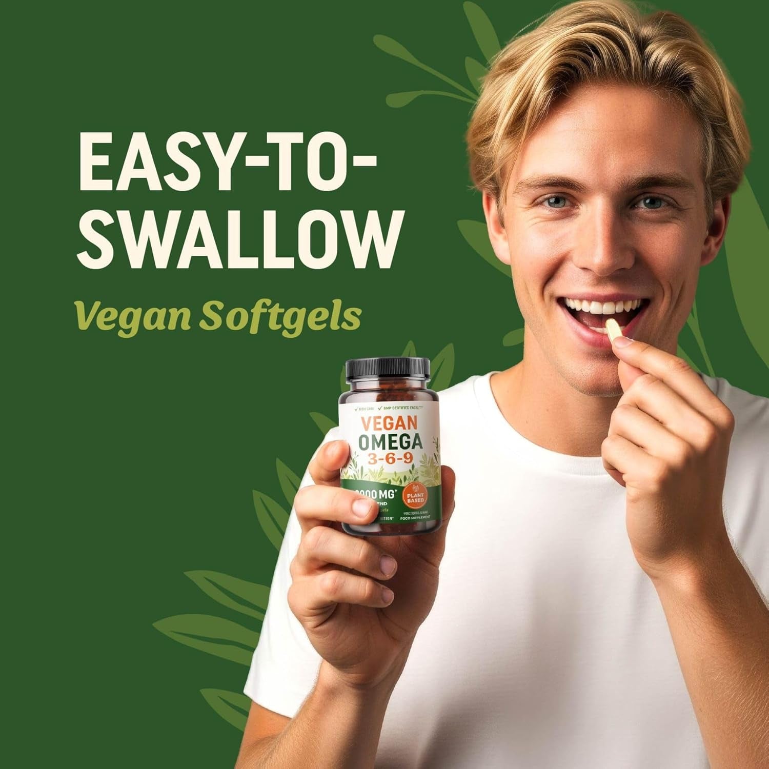 Vegan Omega 3 6 9 Supplements | 2000MG Plant-Based Triple Omega 369 Blend | Heart, Brain, Skin, and Eye Health Support | Vegan Fish Oil Alternative | Essential Fatty Acids Complex | Non-Gmo | 60 Ct