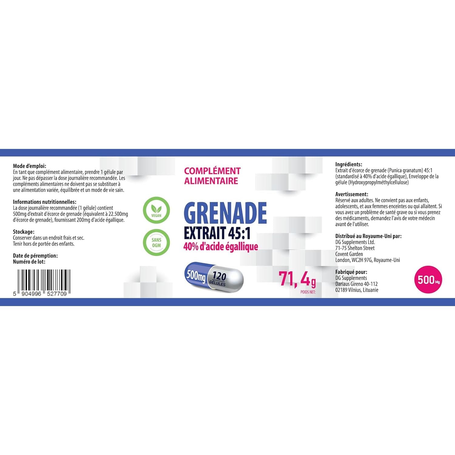 Hepatica Pomegranate Extract 22,500Mg Equivalent (500Mg of 45:1 Extract) 120 Vegan Capsules, 40% Ellagic Acid, 3Rd Party Lab Tested, High Strength Supplement