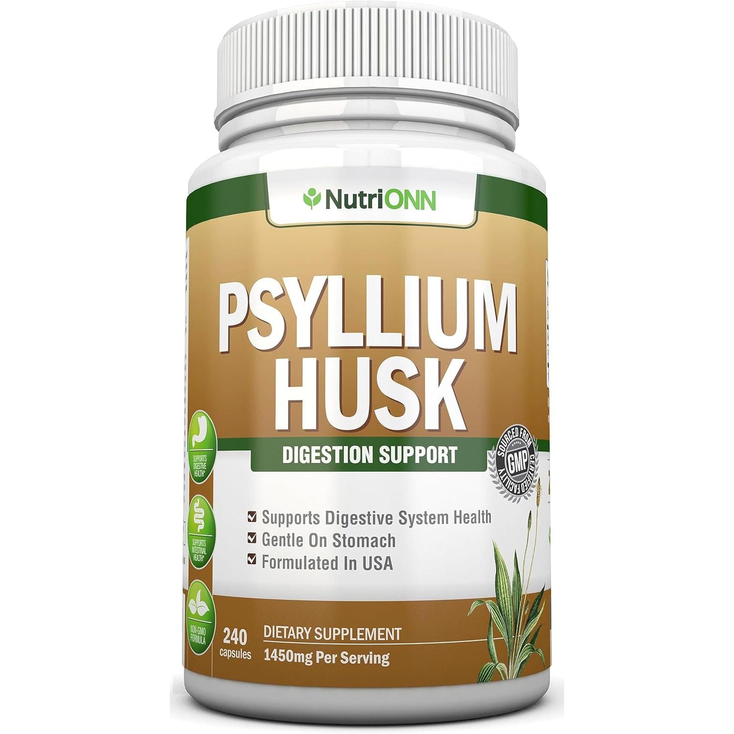 PSYLLIUM Husk Capsules - 1450Mg per Serving - 240 Capsules - Premium Psyllium Fiber Supplement - Great for Digestion and Regularity - 100% Natural Soluble Fiber