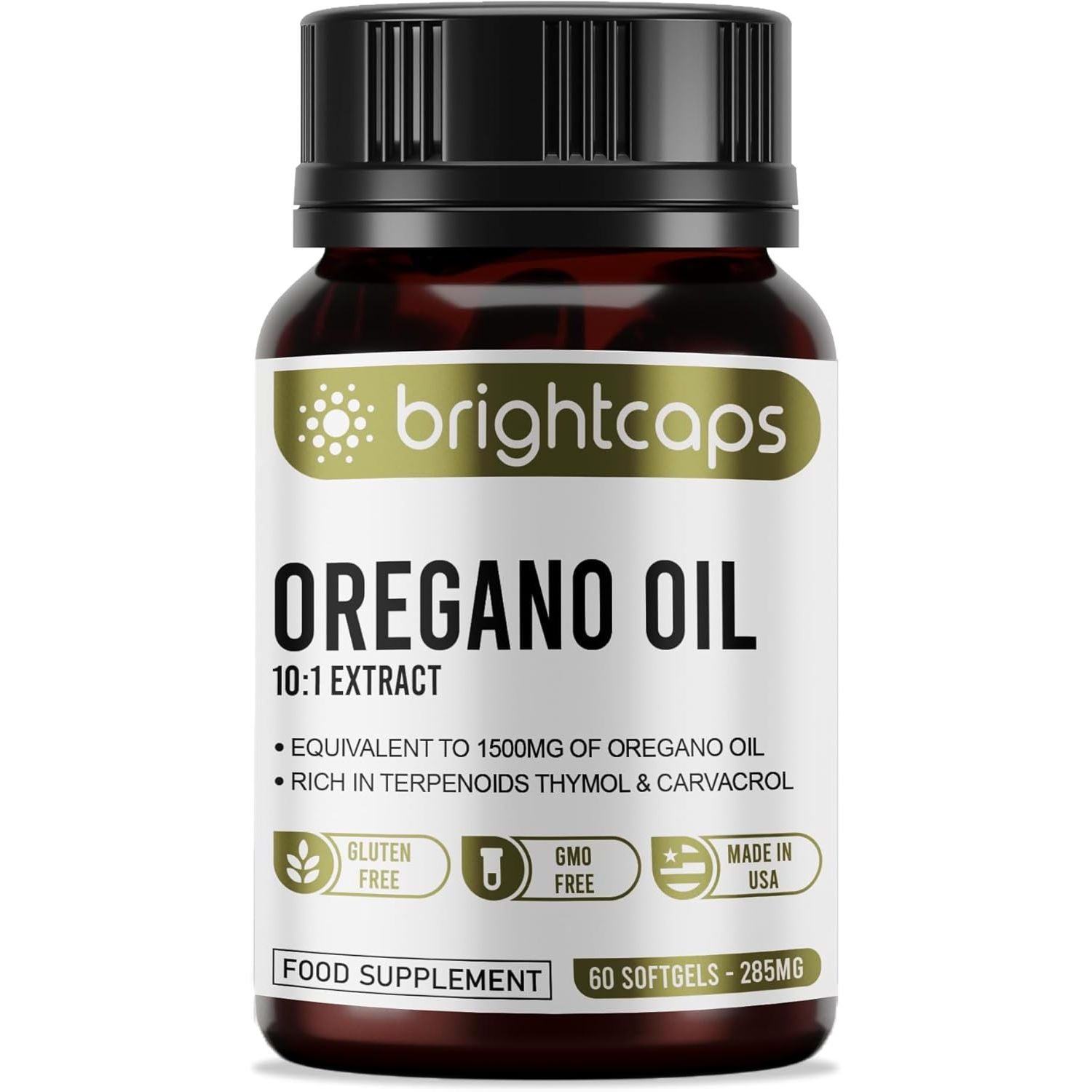 Wild Oregano Oil - Extract 10:1 Equivalent to 1500Mg - High in Carvacrol & Thymol - 60 Softgels