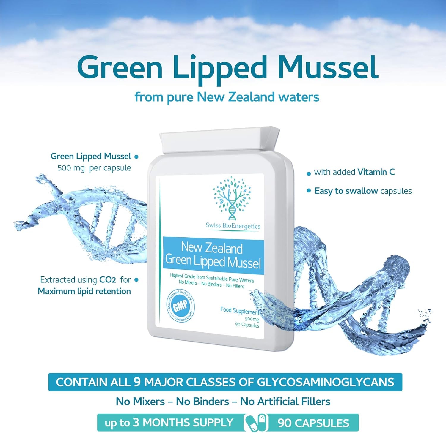 Green Lipped Mussel 500Mg 90 Capsules – Sustainably Sourced from Pure New Zealand Waters, Expertly Extracted Using CO2 – No Mixers – No Binders – No Fillers
