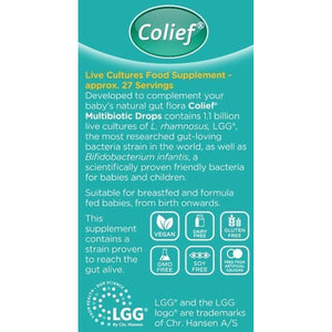 Colief Multibiotic Drops Baby| 2 Probiotic Strains Lactobacillus Rhamnosus &Bifidobacterium Infantis | Suitable from Birth |1.1 Billion Live Cultures for Newborns | 8Ml (1)