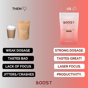 Boost Brew Chocolate Mushroom Coffee Alternative 240G 30 Servings | Lions Mane, Chaga, Ashwagandha, Cordyceps, Maca Root, Bacopa Monnieri, Chocolate Flavoured Mushroom & Adaptogen Vegan Powder Drink