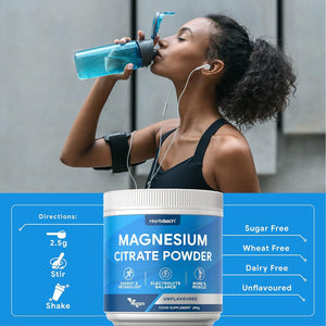 Magnesium Citrate Powder | High Absorption Formula | 250G - 100 Servings | Electrolyte Balance | Pure & High Strength Supplement | Vegan & Unflavoured | for Men & Women | by Horbaach