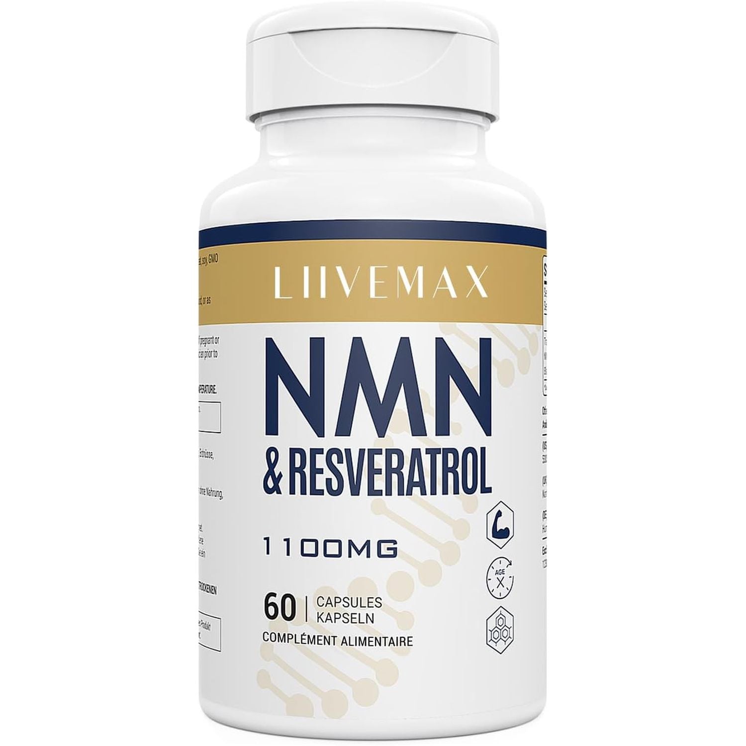 NAD+ & Trans-Resveratrol Complex 1100Mg | Anti-Aging Antioxidant Supplement | Enhanced with Black Pepper Extract for Superior Absorption (60 Count, (Pack of 1))