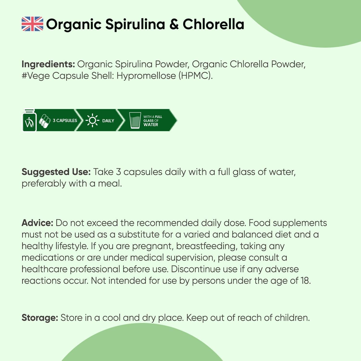 Organic Spirulina and Chlorella Capsules - 80 Days Supply - 240 Capsules - Soil Association Certified - Nutrient-Rich Algae Superfoods - Chlorella and Spirulina Herbal Supplements with No Additives