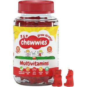 Chewwies Multivitamin Gummies | Sugar-Free Chewable Vitamin Gummies | Vegan & Vegetarian | Soft Raspberry Flavor | Halal & Gluten-Free | Essential Nutrients for Kids & Adults | Daily Health Support