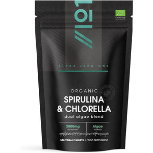 Organic Spirulina & Chlorella 2000Mg - 300 Tablets - Broken Cell Wall - Cold Pressed Pure Supplement with No Additives (75 Day Supply) by Alpha01
